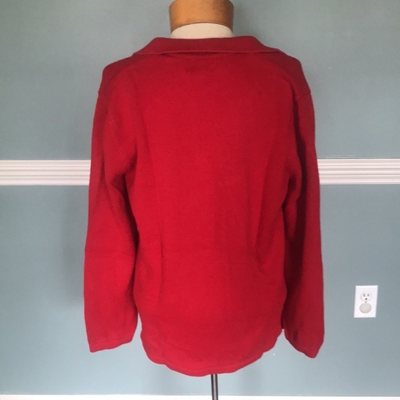Classic Lauren Ralph Lauren red crest pop over polo collar cotton sweater. Sz L. - Picture 6 of 9